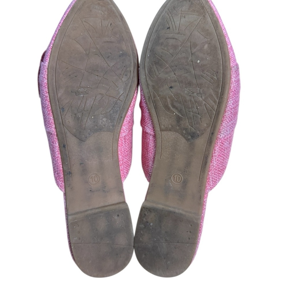 Pink Lily Pink Bow Pointed Toe Mules Tweed Size 10 - Picture 13 of 13